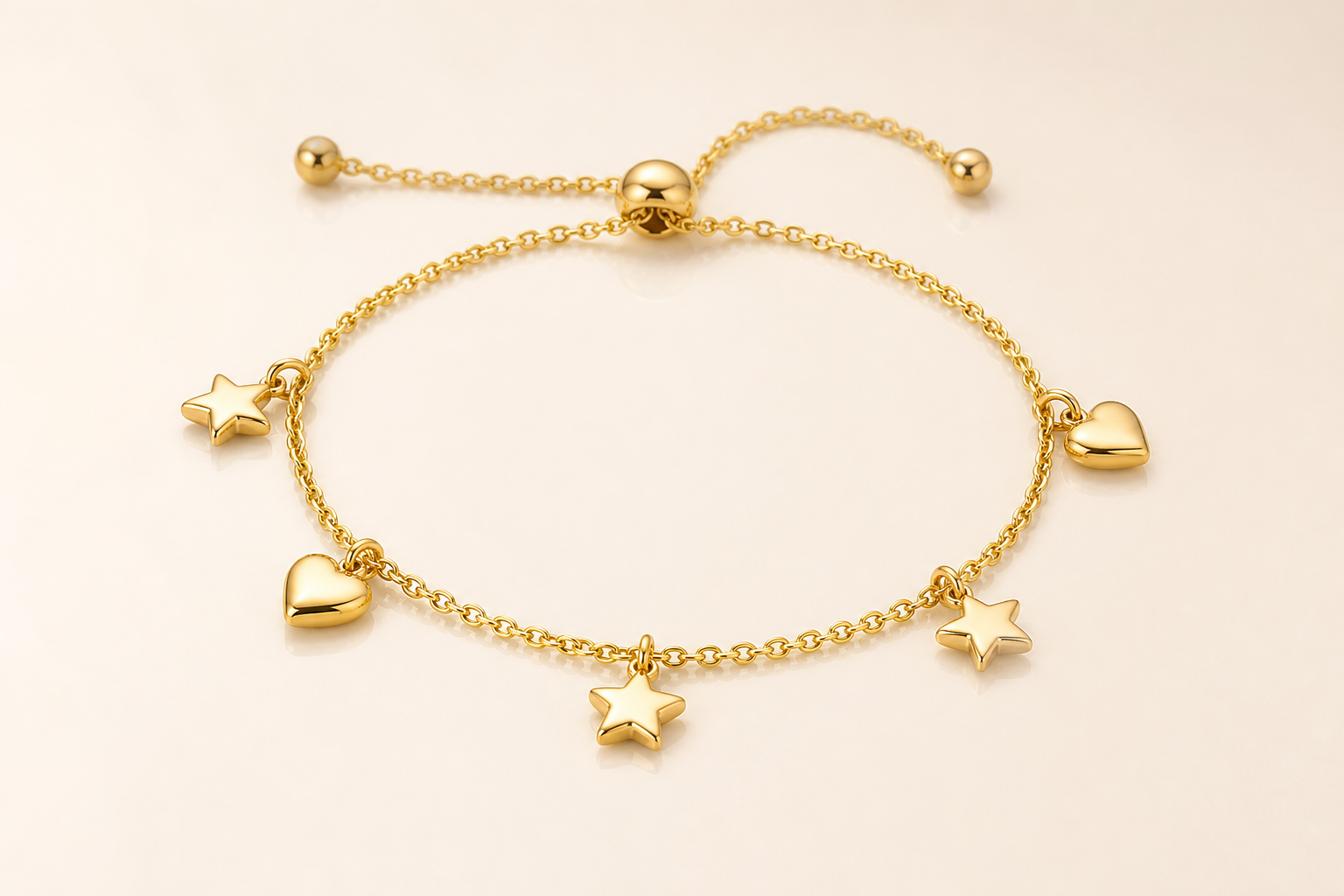 Adjustable Charm Gold Bracelet